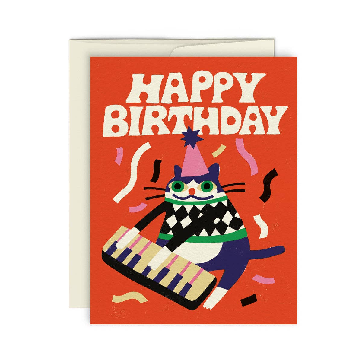 Cat Piano Birthday — Greeting card