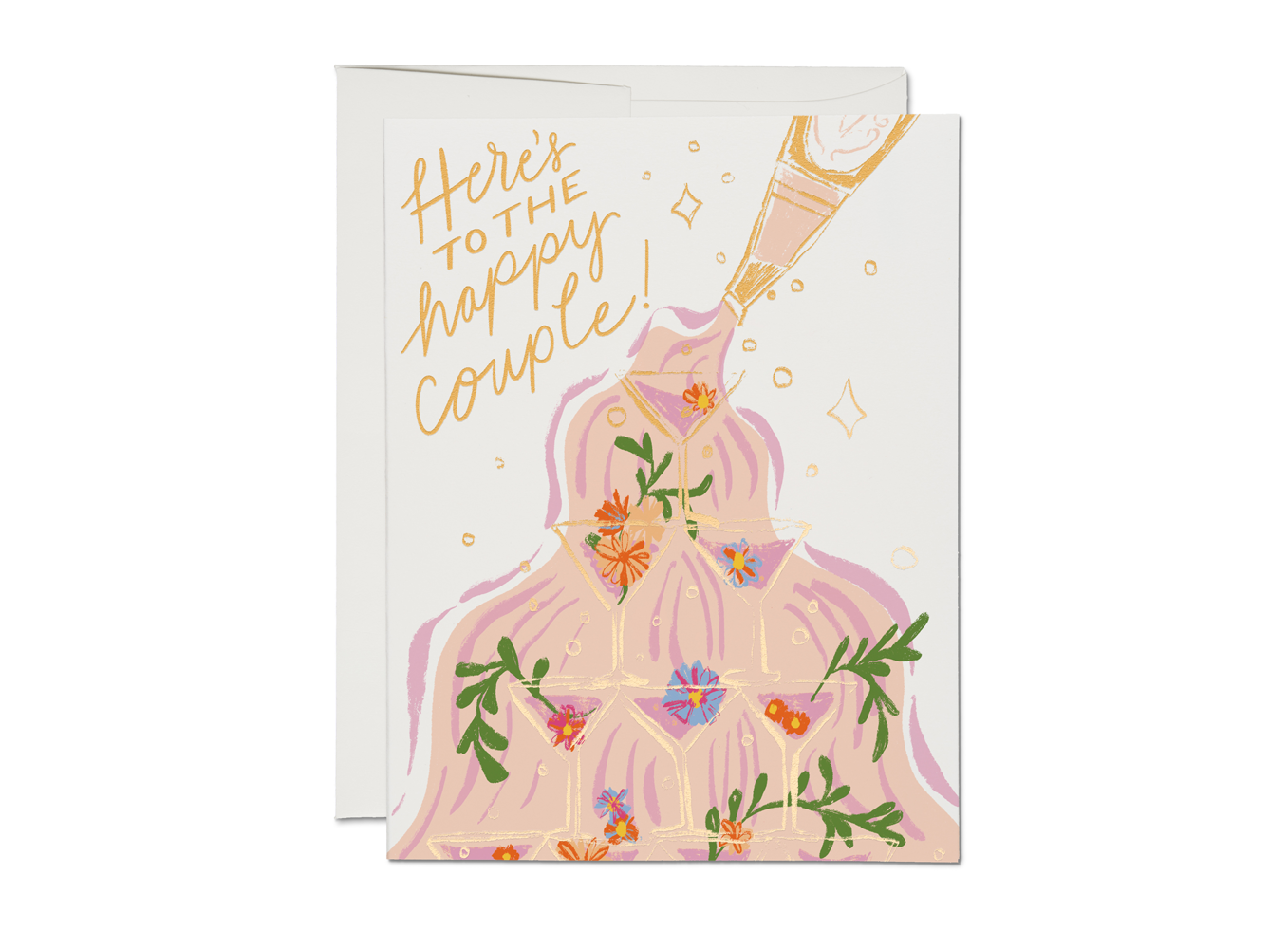 Here’s to the happy couple wedding greeting card