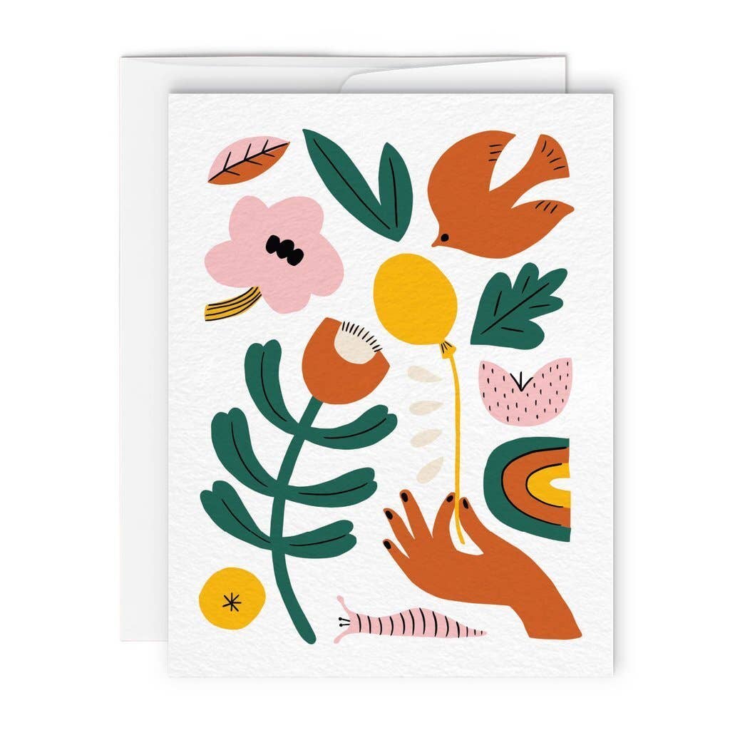 GREEN BALLOON — Greeting card