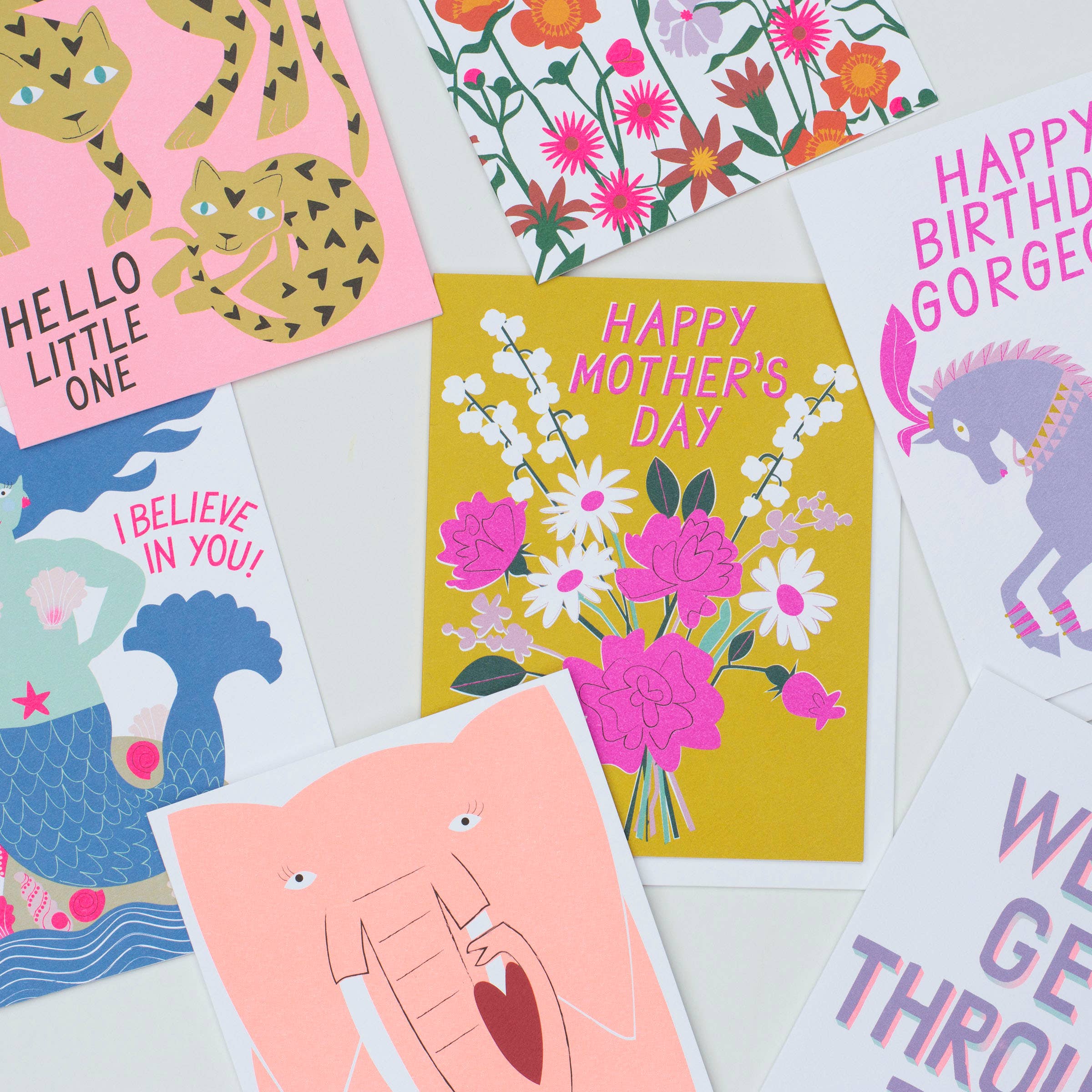 Mother's Day Flowers - Bouquet of flowers on acid yellow bac