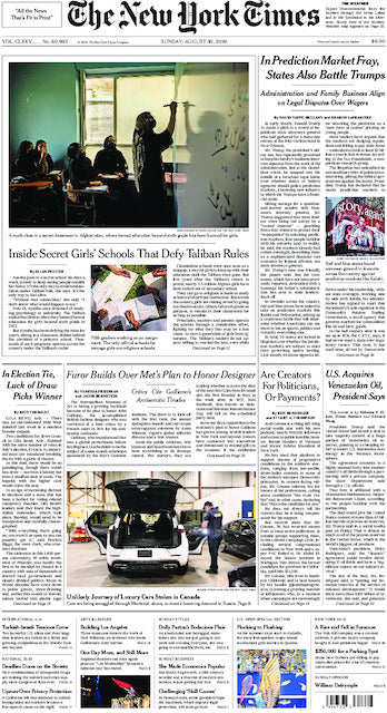 The New York Times; Sunday, August 30, 2026