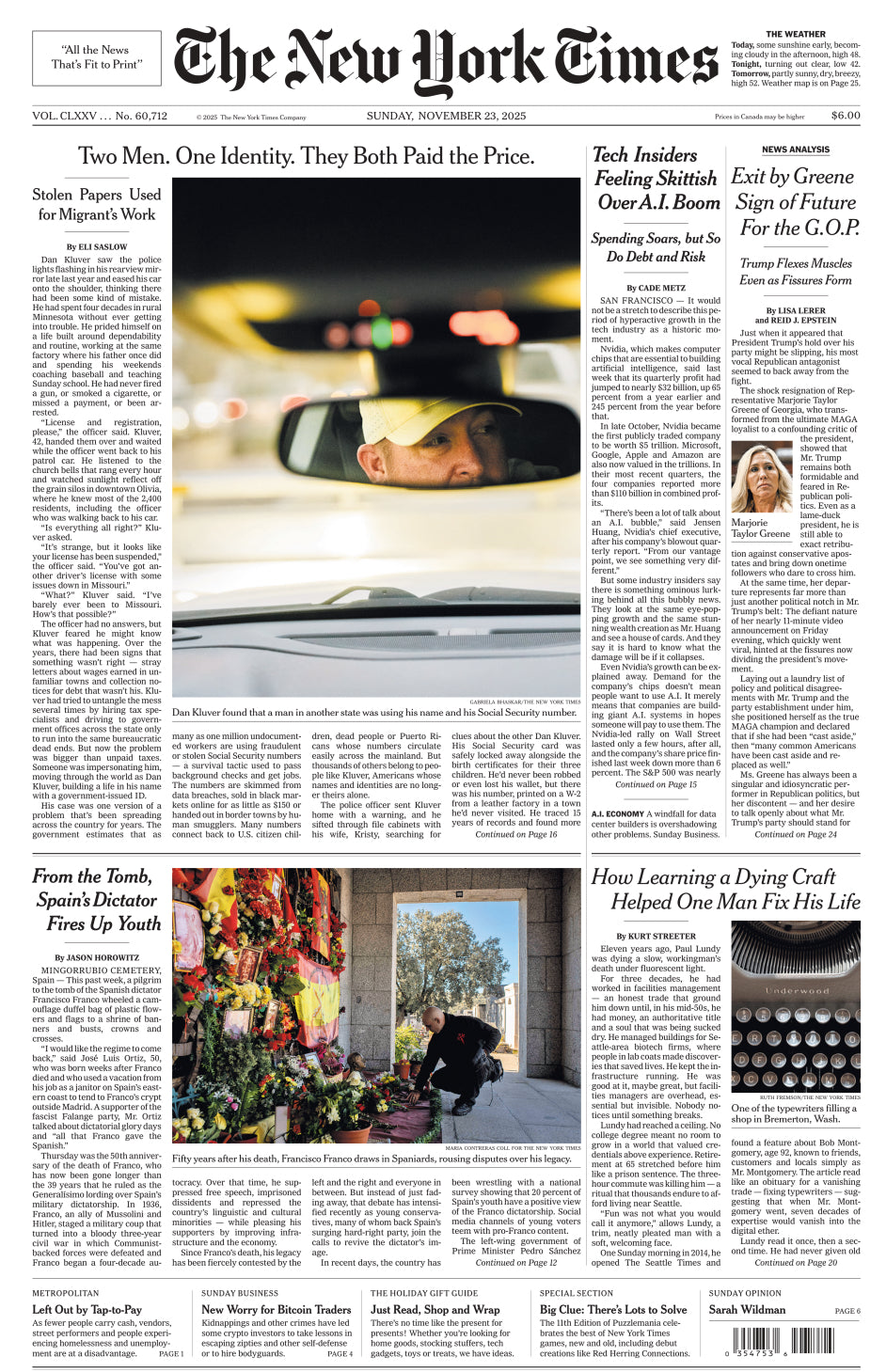 The New York Times; Sunday, November 23, 2025