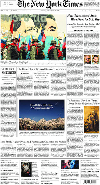 The New York Times; Sunday, December 14, 2025