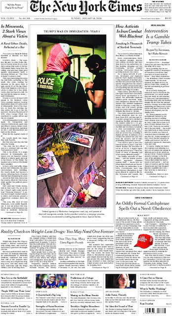 The New York Times; Sunday, January 18, 2026