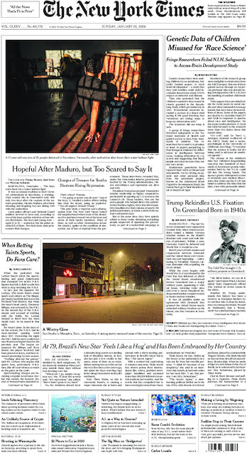 The New York Times; Sunday, January 25, 2026