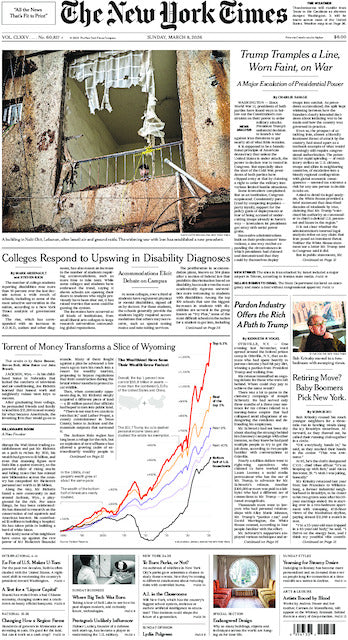 The New York Times; Sunday, March 8, 2026
