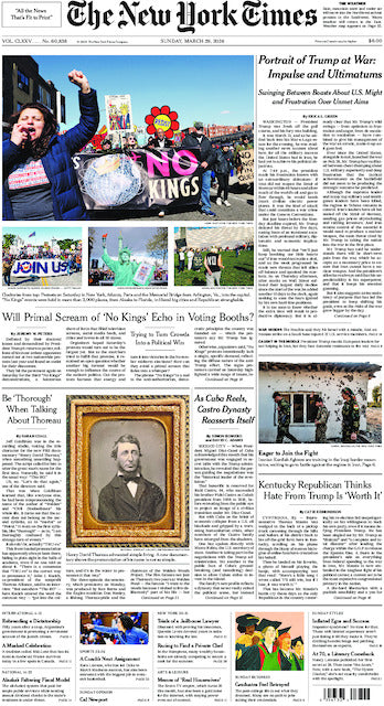 The New York Times; Sunday, March 29, 2026