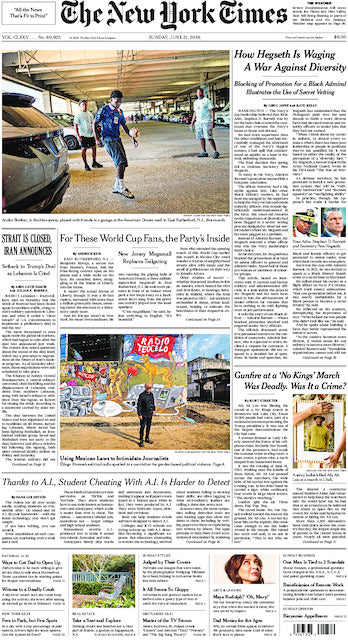 The New York Times; Sunday, June 21, 2026