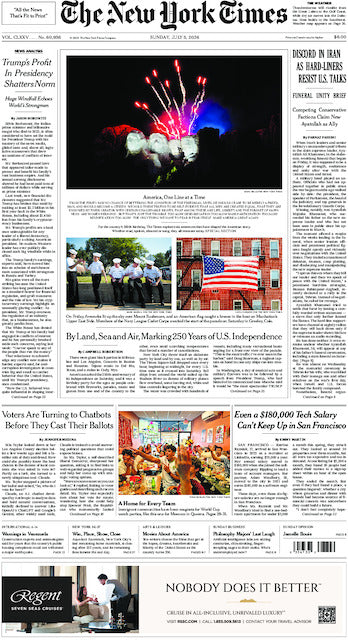 The New York Times; Sunday, July 5, 2026