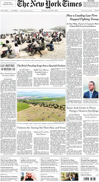 The New York Times; Sunday, August 2, 2026