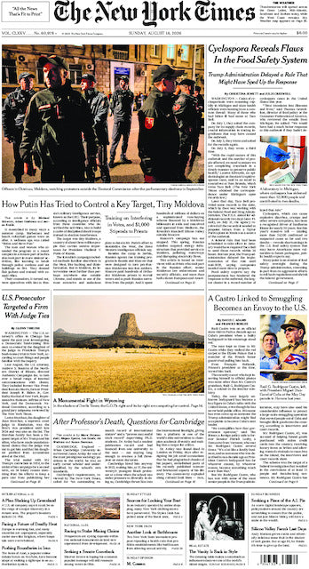 The New York Times; Sunday, August 16, 2026