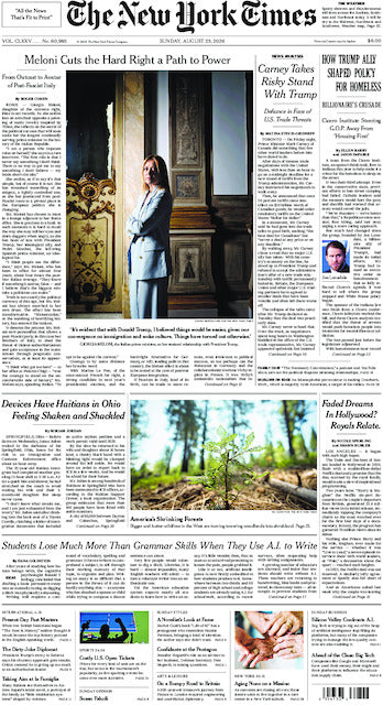 The New York Times; Sunday, August 23, 2026