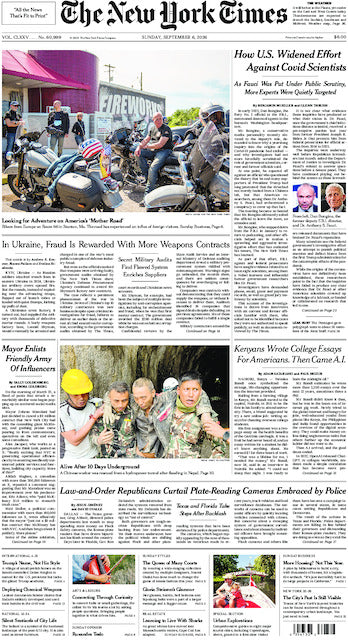 The New York Times; Sunday, September 6, 2026