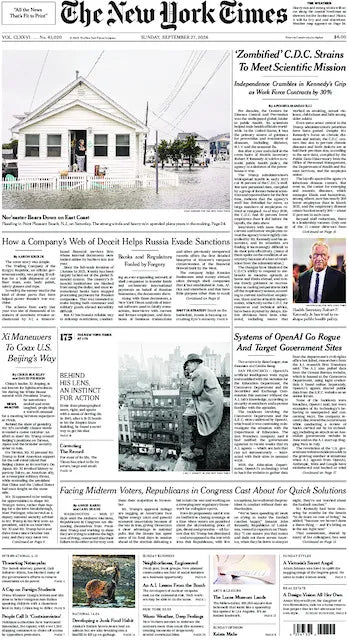 The New York Times; Sunday, September 27, 2026