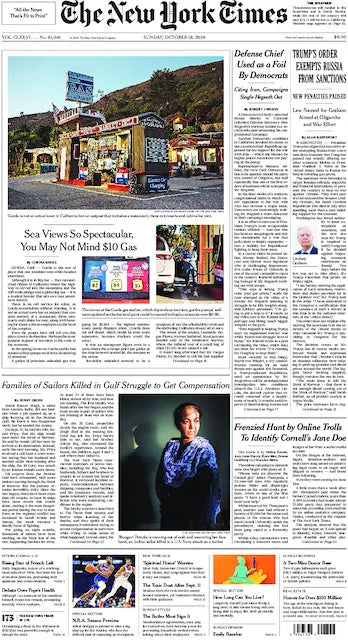 The New York Times; Sunday, October 18, 2026