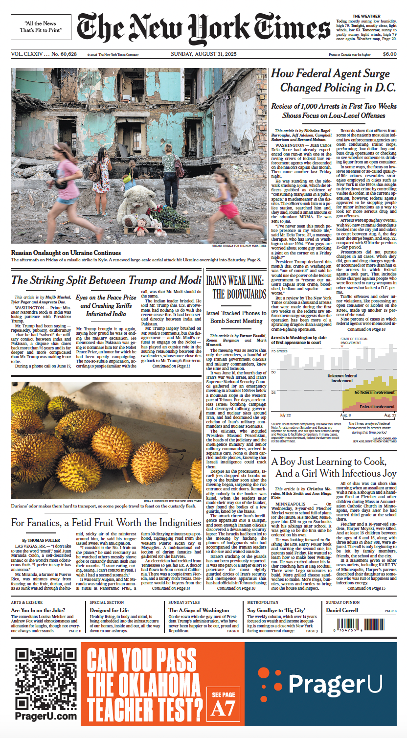 The New York Times; Sunday, August 31, 2025