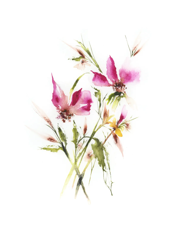 Pink Violets with Fresh Sprigs, Limited Edition Print