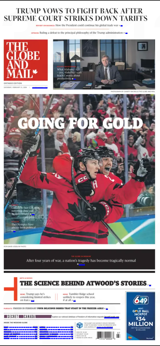 The Globe and Mail, February 21, 2026
