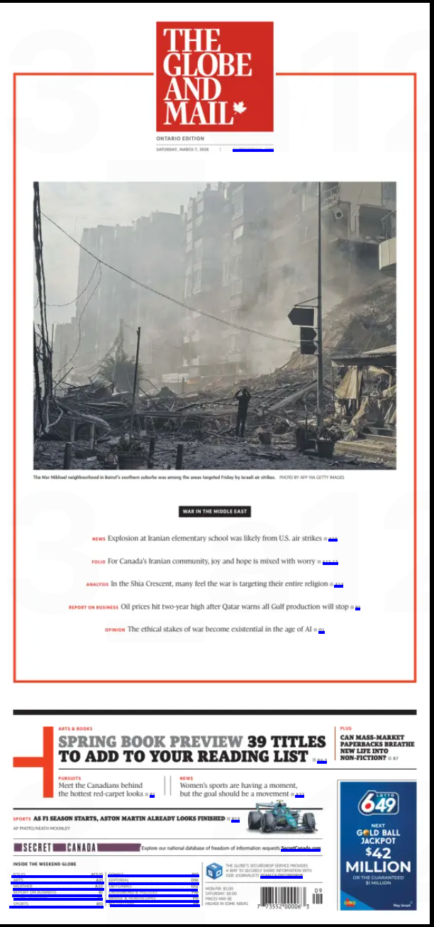 The Globe and Mail, March 7, 2026