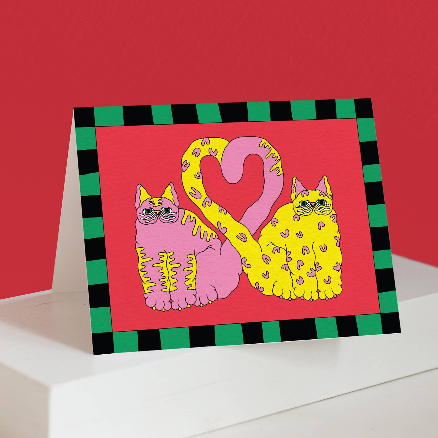 Cat Tail Hearts Greeting Card