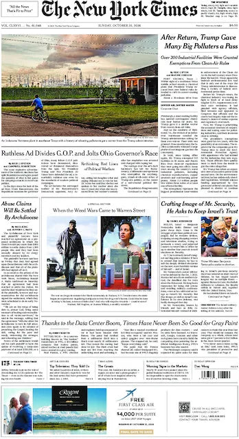 The New York Times; Sunday, October 25, 2026